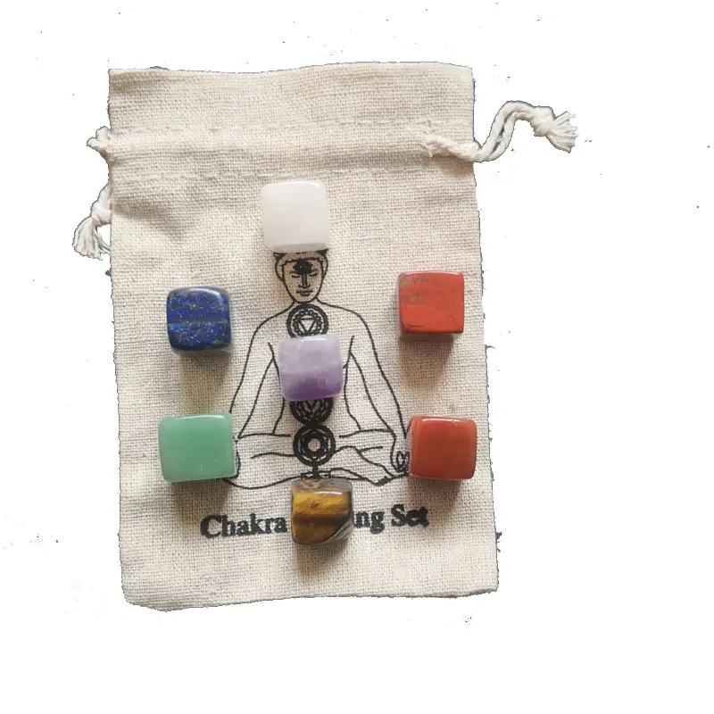 Juegos de curación de chakras de piedra semipreciosa, kits de piedra curativa de cristales, alineación de chakras de piedras preciosas semipreciosas, juegos de jade de colores arcoíris