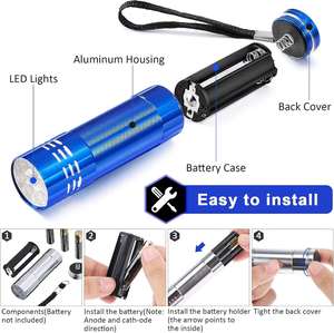 Lampe torche personnalisée avec logo, 9 LED, en aluminium noir - Product Image 3