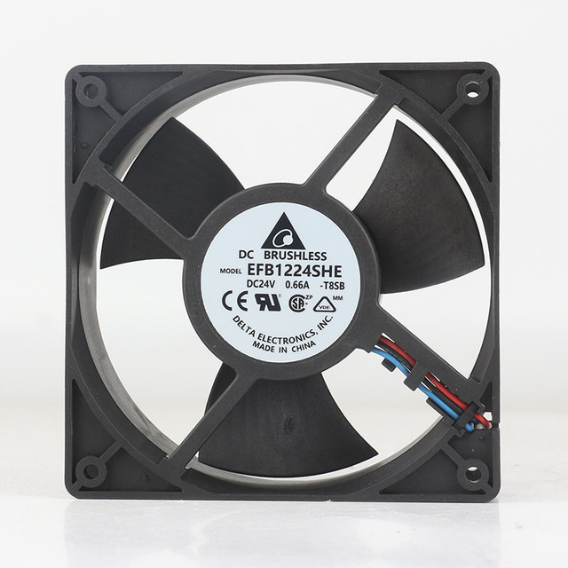 Delta12V 48V DC24V 0.66A AC EC 12038 120x120x38MM 12CM Three-wire Emerson CT Inverter High air Volume EFB1224SHE-T8SB Coolingfan
