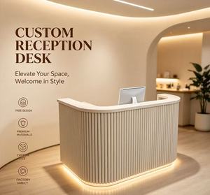 Mostrador de recepción moderno, curvo, vertical, acanalado, de MDF, para salón de belleza, spa, tienda de uñas, boutique, tienda minorista - Product Image 1