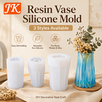 Moule en silicone Jinke pour vase, pot de fleurs, résine époxy, DIY, géométrique nordique, 3D, plâtre, ciment, décoration intérieure, réutilisable