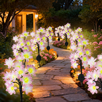Lampe solaire LED pour jardin, lampe camélia lumineuse, étanche, pour décoration de cour extérieure, un excellent cadeau pour les femmes