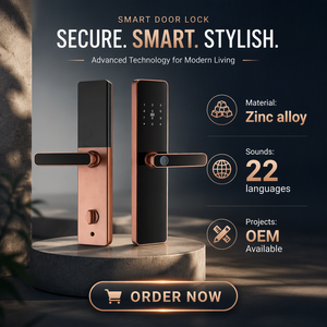 Serrure à empreintes digitales Qleung S819 en alliage <span class=keywords><strong>de</strong></span> zinc avec clé/mot <span class=keywords><strong>de</strong></span> <span class=keywords><strong>passe</strong></span> cloud <span class=keywords><strong>WiFi</strong></span> Tuya, serrure <span class=keywords><strong>de</strong></span> porte intelligente en aluminium/acier - Product Image 2