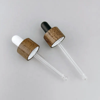 Pipette compte-gouttes en verre 20/410 avec cercle en bambou naturel 18MM Bouchons compte-gouttes noirs à visser en bambou pour flacons d'huiles essentielles