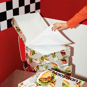 Papier d'emballage en papier nid d'abeille en aluminium avec logo personnalisé, qualité alimentaire, résistant à l'huile, recyclable, pour la charcuterie, les hamburgers et les plats à emporter, écologique - Product Image 6