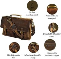 Porte-documents pour ordinateur portable en cuir Vintage fait à la main pour hommes bandoulière réglable bretelles RFID à la mode Zip femmes