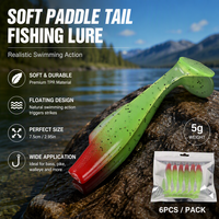 Leurre de pêche souple flottant en ABS/PVC de 80 mm, queue en T, pack de 6 pièces, action de nage réaliste à haute élasticité, pour achigan, perche, brochet, ODM OEM