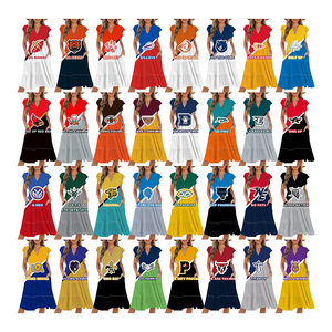 <span class=keywords><strong>Vestido</strong></span> MIDI transpirable personalizado para mujer Diseño de 32 equipos de fútbol con logotipo de impresión digital frontal Características Cintura natural - Product Image 1