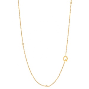 Collier en acier inoxydable doré personnalisé avec nom, minuscules breloques en cristal, 26 initiales, chaîne fine, vente en gros de bijoux cadeaux pour femmes - Product Image 5