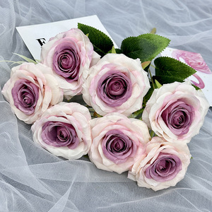Promise Wedding Series Factory Wholesale 7-Head Diamond Roses artificielles Arrangements floraux pour décor de lieu - Product Image 6