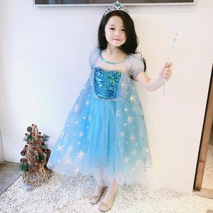 Congelati Abiti da Principessa Bambino Del Manicotto Del Bicchierino Delle Ragazze Elsa Capretti Del <span class=keywords><strong>Vestito</strong></span> Cosplay Eseguire Esposizione Del Partito di Paillettes Vestiti di Compleanno - Product Image 3
