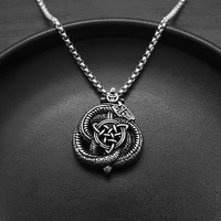 Liontin Viking Ouroboros Celtic Knot Vintage Personalized Pvd Stainless Steel Perhiasan Fashion Berkualitas Tinggi Kalung untuk Pria Grosir