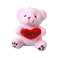 Adorable Ours en Peluche Assis avec Cœur, Poupée Créative Tenant un Cœur, Porte-clés Ours Ballon, Pendentif de Sac, Logo Personnalisé