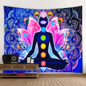 Tujuh chakra gantung dinding warna-warni meditasi Psychedelic Mandala selimut permadani untuk ruang tamu - Product Image 3