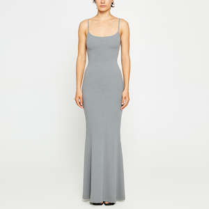 Abito lungo da donna elegante e casual in misto <span class=keywords><strong>cotone</strong></span> ed elastan, modello bodycon a costine. - Product Image 1