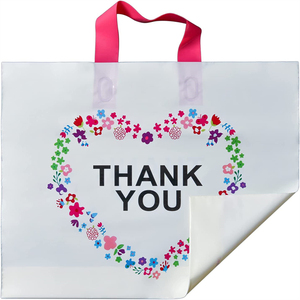 Custom Pattern LDPE Plastic Thank You Bag with Soft Loop Handle for Small Business Boutique & Exhibitions Packaged in Carton