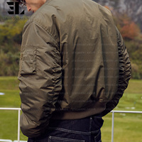 Veste bomber réversible en fausse fourrure léopard LARSUR Custom Factory, veste tactique utilitaire courte, veste de pilote en nylon satiné MA 1 MA-1