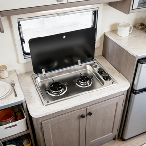 Fornello a <span class=keywords><strong>Gas</strong></span> JDA Premium in Acciaio Inox 304 di Grado Alimentare con 2 Bruciatori per Camper, Roulotte, Barche e Motorhome - Product Image 4