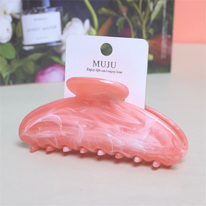 Nueva tendencia grande 11cm pinza para el cabello decorativa mármol Moire Shark Clip con medio círculo media luna acetato y Material plástico - Product Image 5