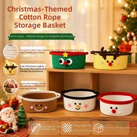 Panier de rangement tissé de Noël MIXWARES en corde de coton avec poignée pour la décoration de cadeaux et l'organisation de la maison