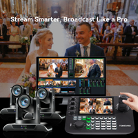 Système de diffusion en direct avec zoom 30X, caméra PTZ NDI à suivi automatique par IA avec contrôleur à joystick pour les grands événements et la diffusion en direct
