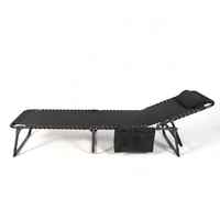 Lit de bronzage réglable Portable Camping inclinable Chaise longue pliante Lit avec poche latérale