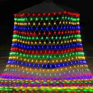 JXJT NEW 8-Mode 360 LED Christmas Fairy Twinkle Lights IP65 Bush Mesh Lighting Net Light For Garden Party Xmas Tree Decoration