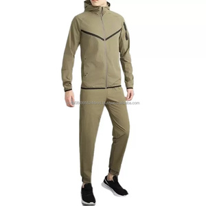 Survêtements de sport pour hommes avec logo personnalisé, veste et pantalon en nylon léger tissé, fermeture éclair, capuche - Product Image 3