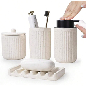 Set di sapone da <span class=keywords><strong>bagno</strong></span> in ceramica <span class=keywords><strong>Beige</strong></span> di lusso - Product Image 1
