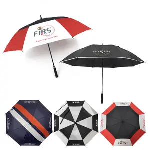 Guarda-chuva de golfe personalizado, tamanho grande, fibra de vidro, à prova de vento, auto