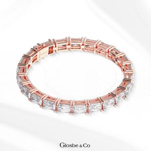 Bracelets chaîne et maillons Vietnam Bracelet tennis - Design VIP Emeral (pierres de 4x6 mm) Bracelets en argent avec zircone cubique - Product Image 1