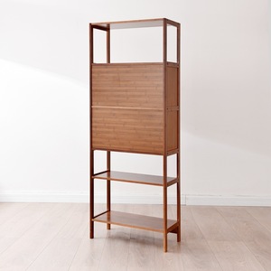 Estantería de bambú estilo chino, de madera maciza, con puertas, para estudio, oficina o como vitrina. - Product Image 4