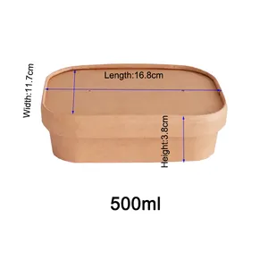 Caja rectangular de papel para comida, con tapa de papel