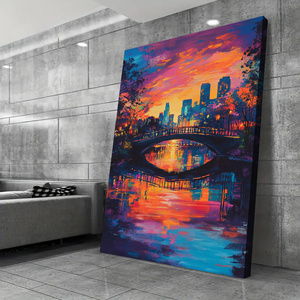 Colorido Cityscape Canvas: Vibrante Urban Sunset Art Canvas Print Canvas Arte para Home Kitchen <span class=keywords><strong>Decor</strong></span> - Product Image 3