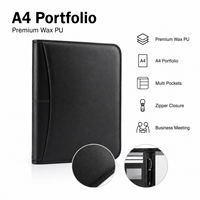 Portafolio de Cuero A4 con Cierre y Logotipo Personalizado, Bolsa Profesional para Documentos, Organizador de Negocios para Reuniones y Presentaciones de Oficina