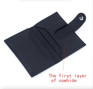 Ando Bag Genuine Cowhide Leather <b>Card</b> Holder Compact Snap Closure Wallet Unisex Multi Slot Business ID <b>Card</b> Organizer - Product Image 4