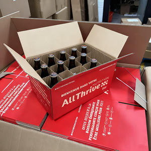 Insert en papier ondulé personnalisé, écologique, impression quadrichromique, pour bouteilles de vin, expédition sécurisée sur longue distance - Product Image 1