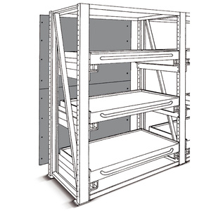 Fami System Ar Rear Wall Shelf 1050x2210 Mm Green Ral6011 <b>For</b> <b>Storage</b> - Product Image 1