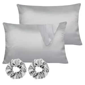 A451 Satin Pillowcase Hair Skin Pillow Cases Covers Silk Skin Cooling Beauty Sleep Hidden Zipper Standard Satin Pillow Case Set