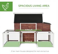 Poulailler moderne en bois de grande taille PetPlot Home MJH062 avec double enclos extérieur, nichoir, toit imperméable et verrouillable