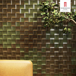 Carreaux artisanaux verts à surface <span class=keywords><strong>ondul</strong></span>ée pour les caractéristiques de villas modernes et la décoration murale - Product Image 3