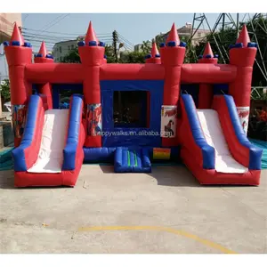 सस्ते बिक्री inflatable trampoline सीई प्रमाणित वाणिज्यिक inflatable उछल महल डबल स्लाइड