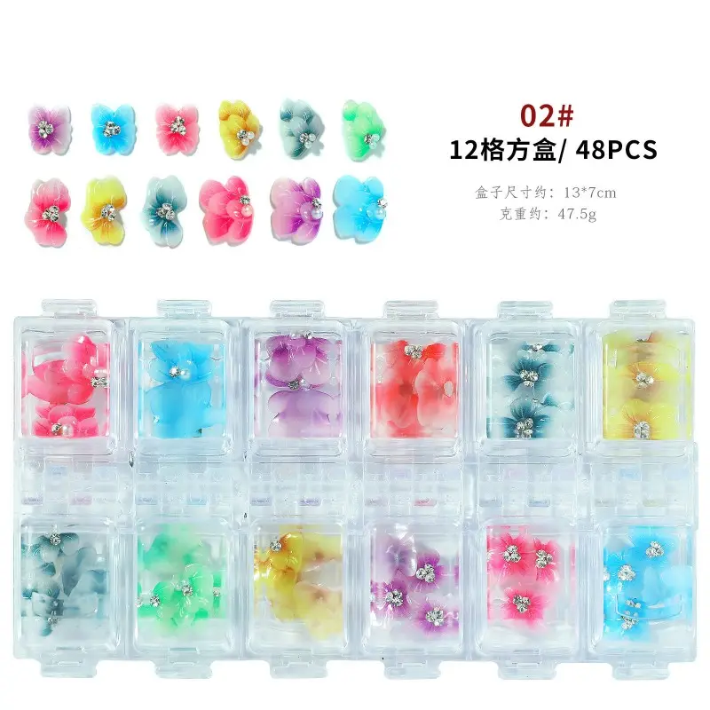 Nail Art Hars Bloemen Plastic Ontwerp Kawaii 3d Nagel Charmes Manicure Strass Voor Nagels Acryl