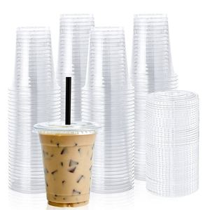 Vente en gros d'usine, gobelets en plastique jetables transparents pour boissons froides, café glacé, 98 mm, 12 oz, avec couvercles - Product Image 3
