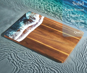 Hiện đại nhựa màu xanh lá cây sóng mô hình thủ công gỗ keo thớt - Product Image 4