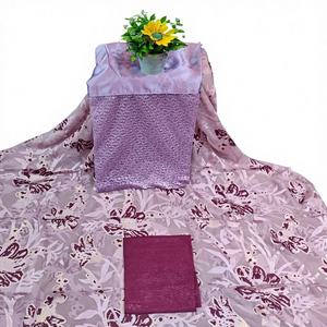 Tissu en Chiffon Rose Gravy à Motif Floral Uni Jacquard Brasso Dirac de Qualité Supérieure, Dernière Tendance, pour Robe Décontractée Fille - Product Image 1