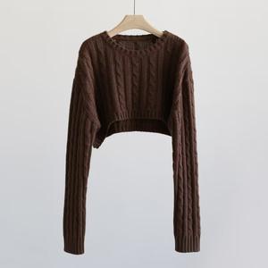 Pull d'hiver décontracté pour femmes à manches longues confortable et surdimensionné avec couleur unie et logo à col rond sur le devant - Product Image 3