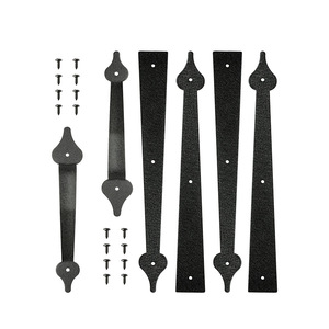 Noir FaBlack Faux Charnières Poignées Kit De Quincaillerie En Acier Grange Porte <span class=keywords><strong>Garage</strong></span> Charnières Poignées Décoratif Porte De <span class=keywords><strong>Garage</strong></span> Porte Matériel - Product Image 1