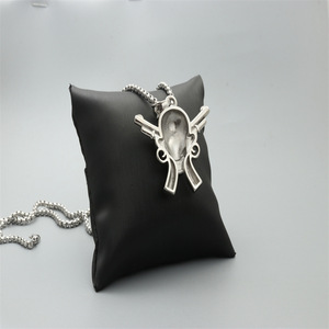yunnique Skeleton Pendant Stainless Steel Fashionable Silver Black Men's Necklace With Cross Guns Design - Product Image 3