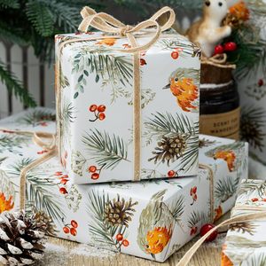 Maypluss Christmas <b>Wrapping</b> <b>Paper</b> 17 In X 33 Ft Watercolor Bird Pinecone Design Eco Friendly Gift Wrap For Holiday Craft - Product Image 5